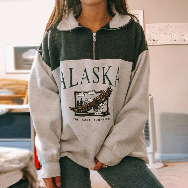 Fashion Metal Zipper Shoulder Sleeve Coloring Sweatshirt - Honeylop.chimpone.com 