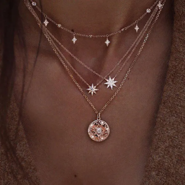 Fashion Six-pointed Star Multi-layer Pearl Necklace - Leanarea.chimpone.com 