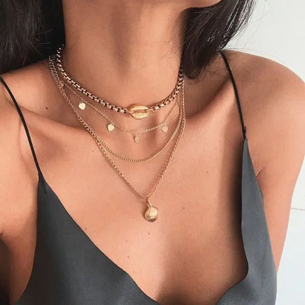 Shell Love Scallop Multilayer Necklace - Leanarea.chimpone.com 