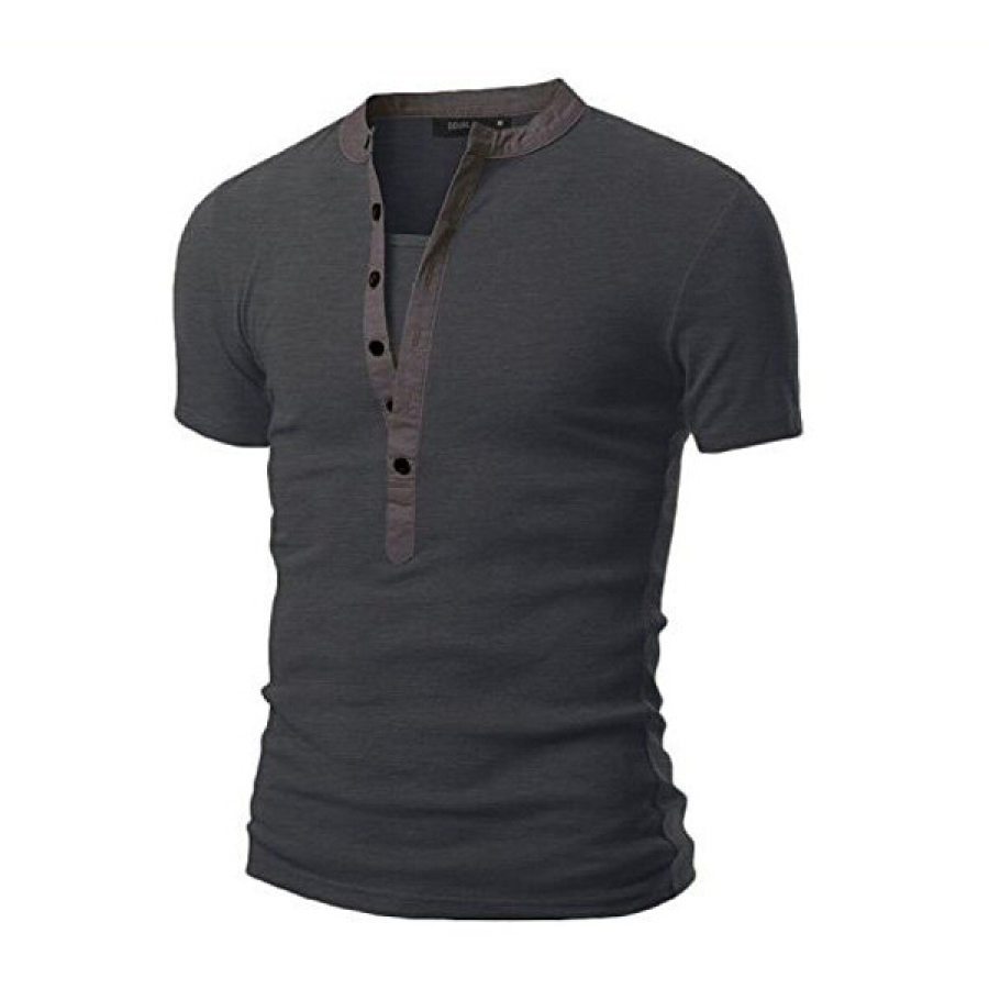 

Mens Vintage Henley Button Quick-Drying Tactics T-shirt