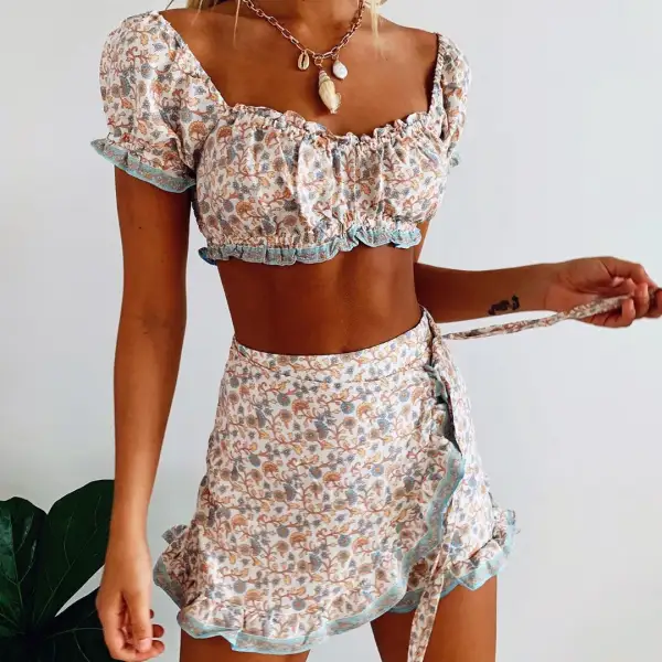 Short sleeve mini skirt suit - Leanarea.chimpone.com 