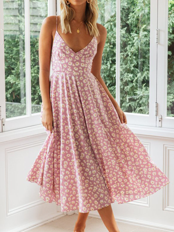 Floral Halter Strapless Dress - Inkshe.com 