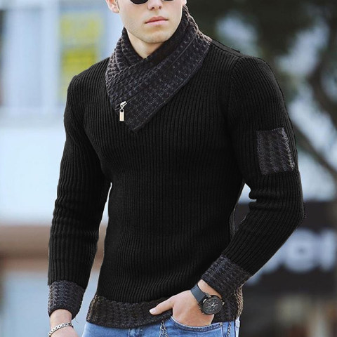 Men's fashionable pure color V-neck knit sweater TT032