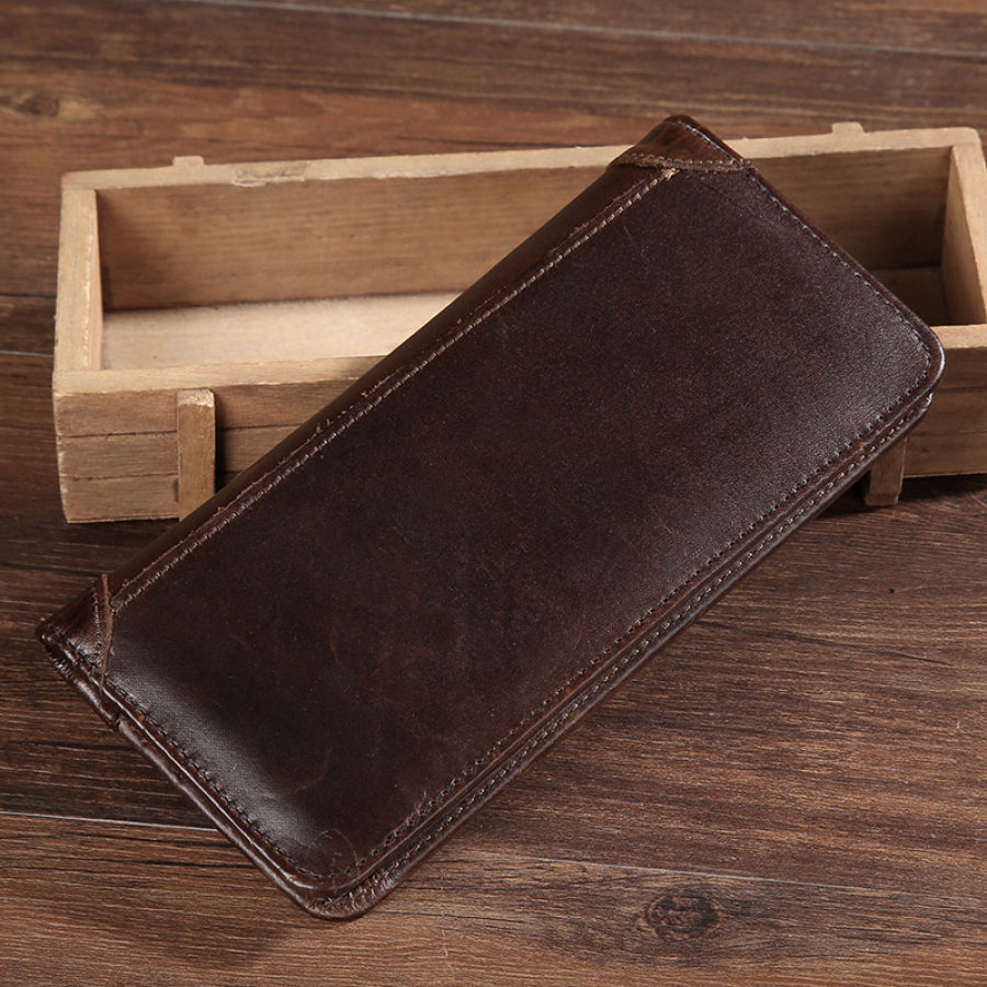 

Casual Cowhide Men's Wallet Long Folding Wallet Hand Wallet