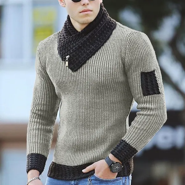 Men's fashionable pure color V-neck knit sweater TT032 - Stormnewstudio.com 