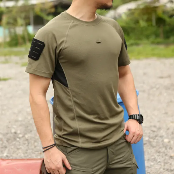 Mens Breathable Quick-Drying Tactical Velcro T-Shirt - Leanarea.chimpone.com 