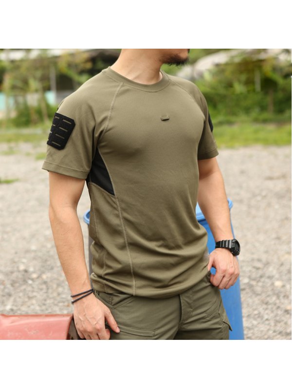 Mens Breathable Quick Drying Tactical Velcro T Shirt