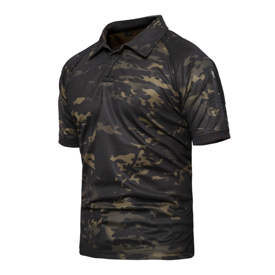 

Camouflage Outdoor Tactical Quick-Drying Lapel T-shirt
