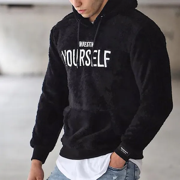Mens Casual Printed Colour Black Loose Hooded Sweatshirt TT039 - Leanarea.chimpone.com 