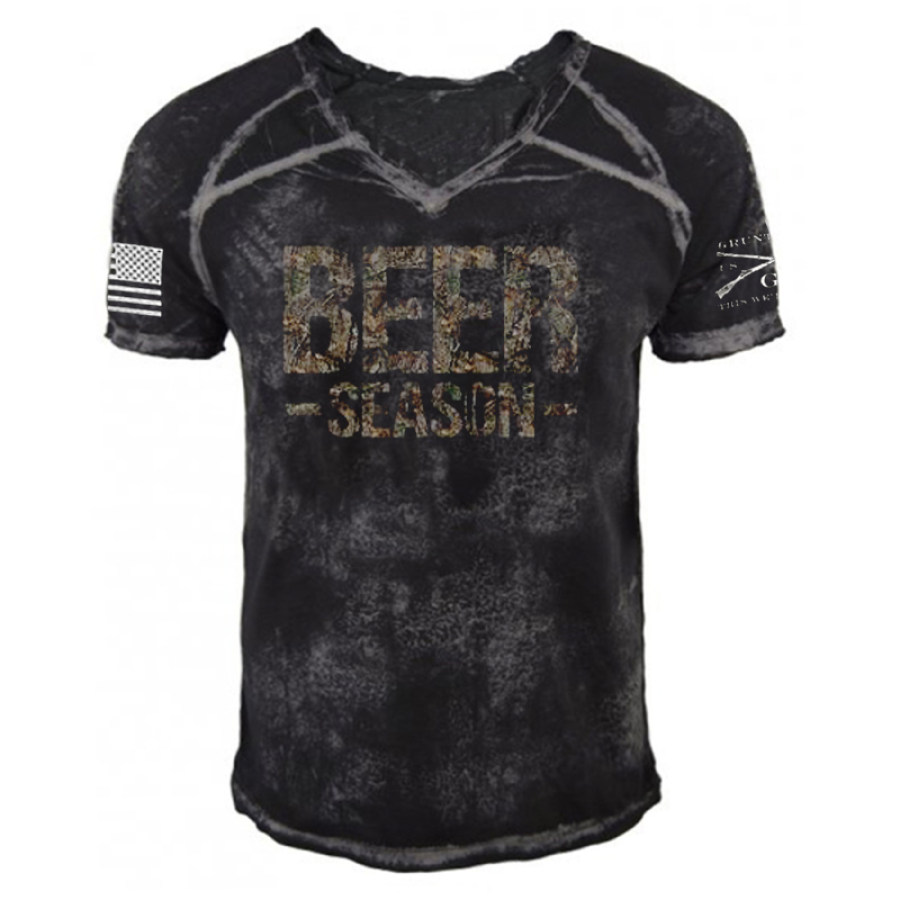 

Beer Printed short-sleeved T-shirt top