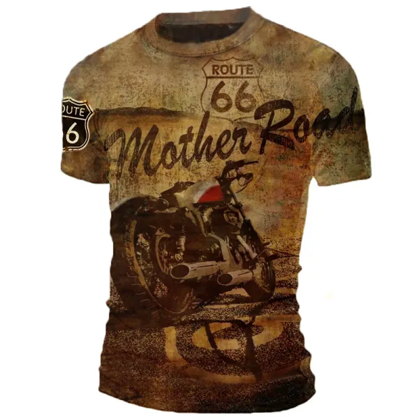 Mens Retro 66 Retro Printed Outdoor Casual T-Shirt - Senttea.chimpone.com 