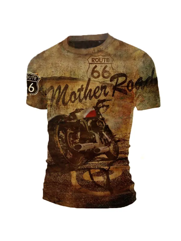 Mens Retro 66 Retro Printed Outdoor Casual T-Shirt - Plazabery.chimpone.com 
