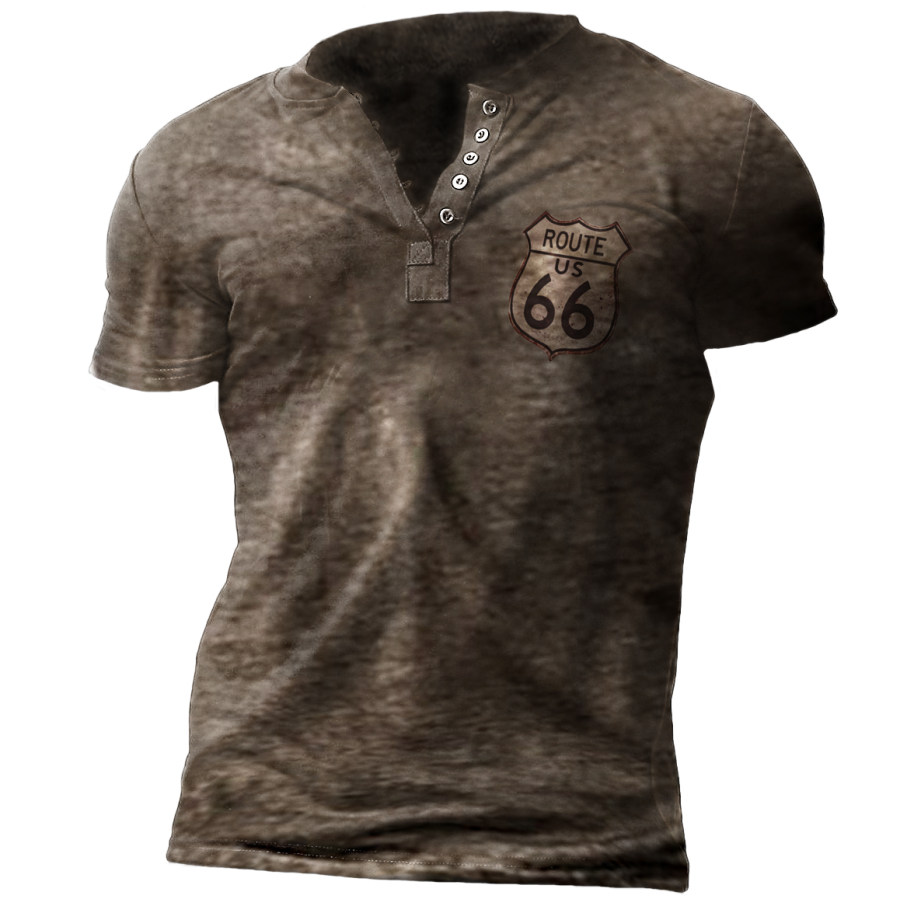 

Men's retro print short-sleeved T-shirt
