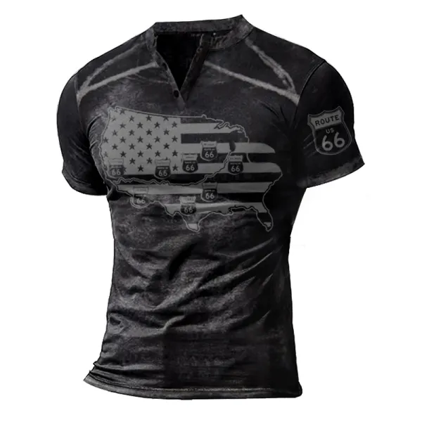 Mens retro 66 road casual T-shirt - Senttea.chimpone.com 