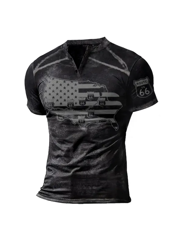 Mens retro 66 road casual T-shirt - Plazabery.chimpone.com 