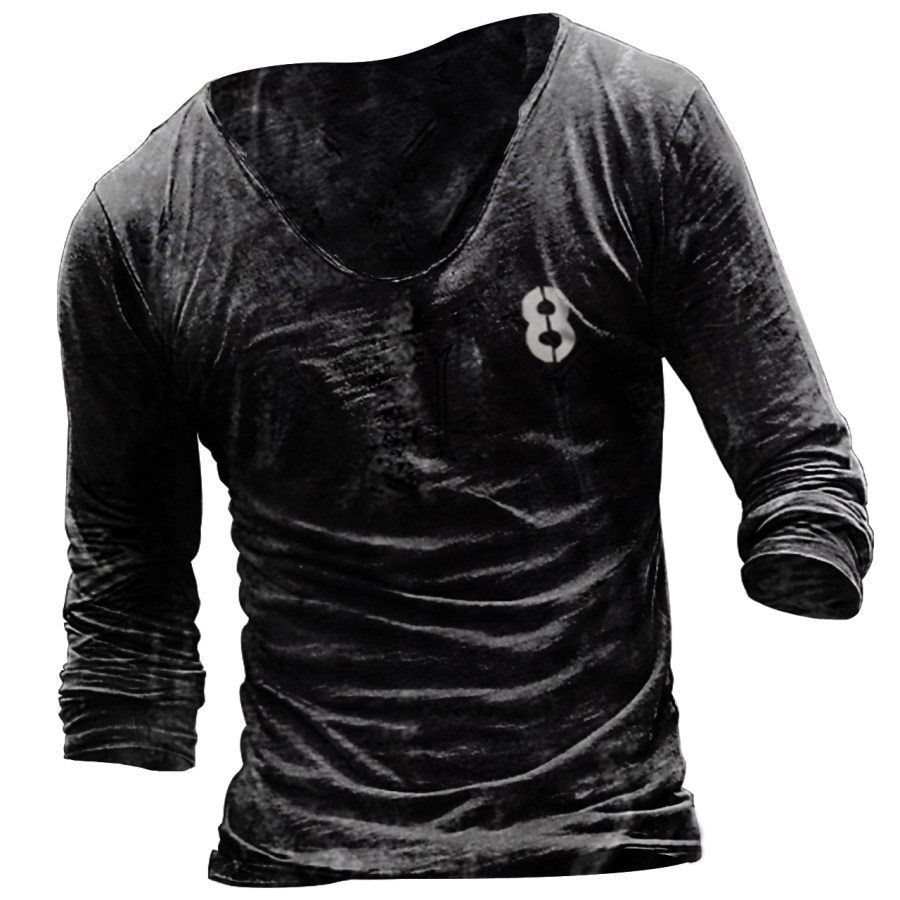 

Mens Long-Sleeved Tactical No 8 Print Quick-Drying T-Shirt