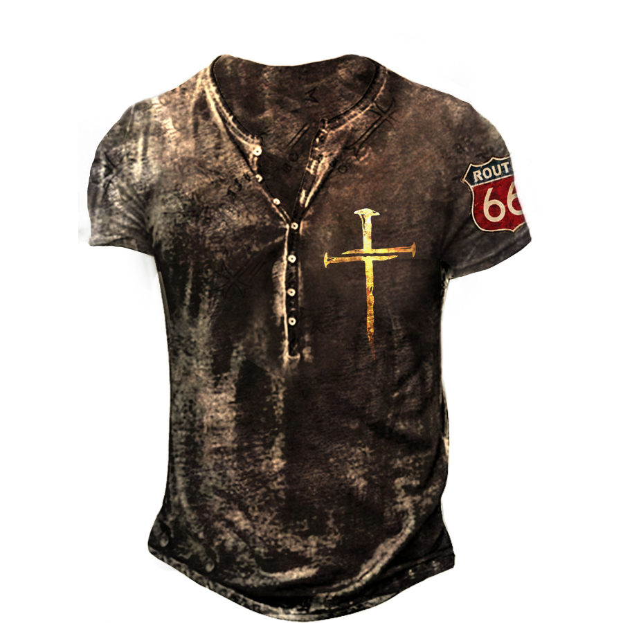 

Mens Route 66 Printed Outdoor Sports Casual T-shirt
