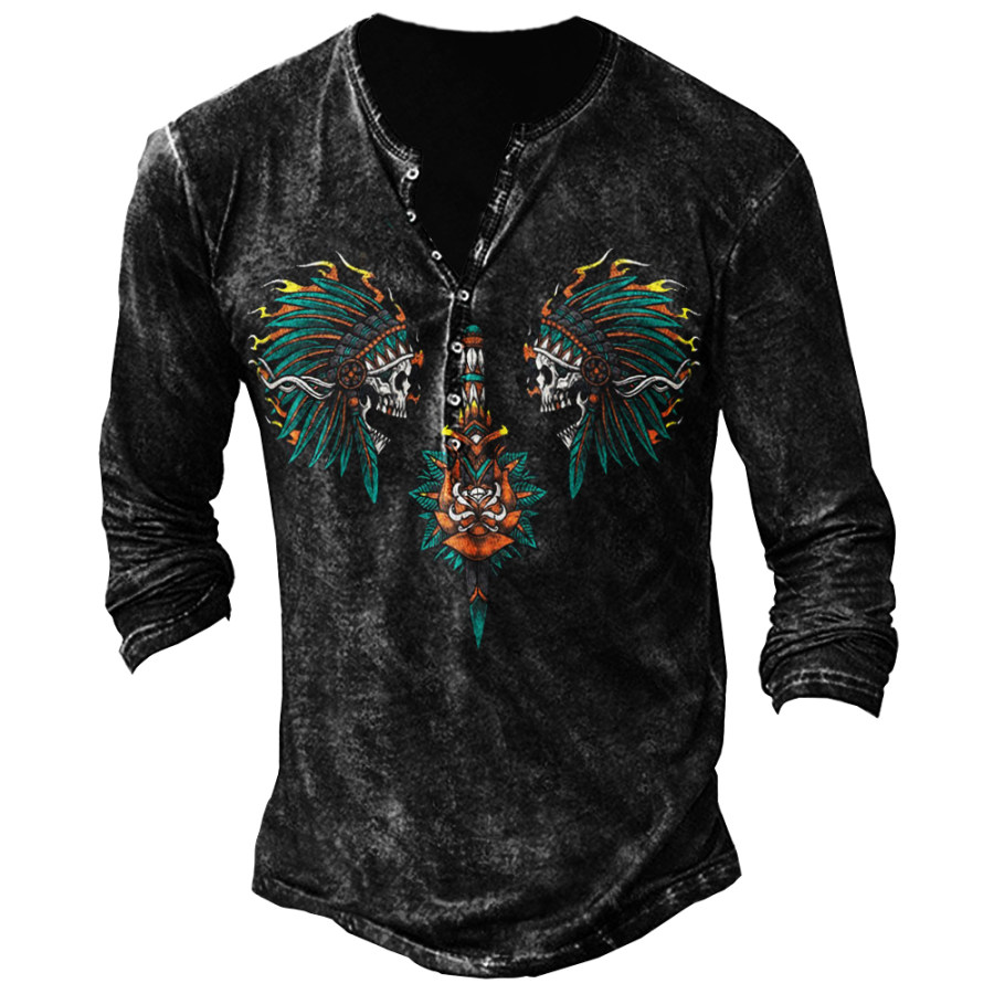 

Mens outdoor Indian head print T-shirt