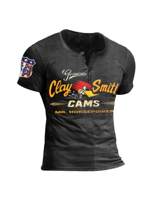 Mens Mr Horsepower printed outdoor combat casual T-shirt - Plazabery.chimpone.com 