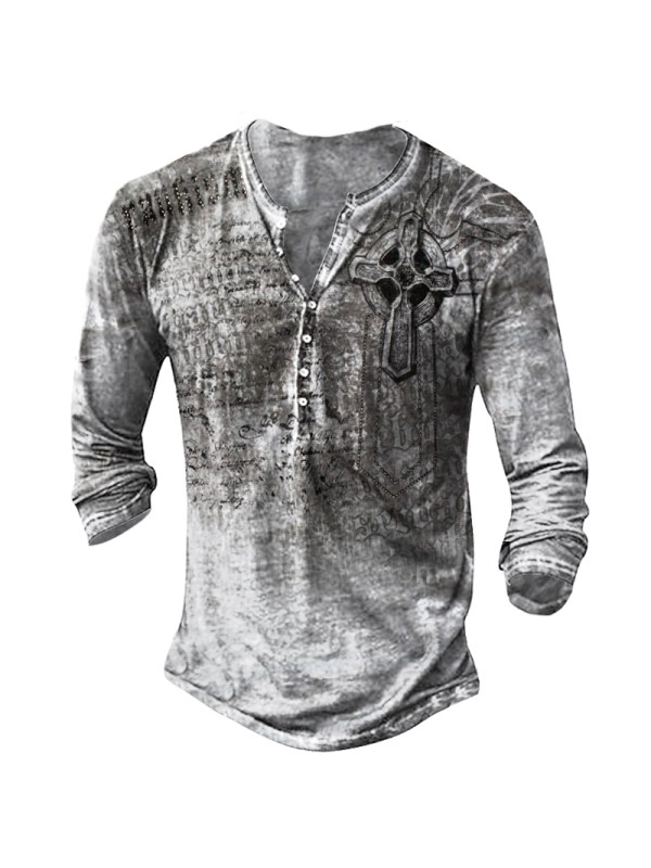 Mens Fashion Printed Long Sleeve T-Shirt - kalesafe.com