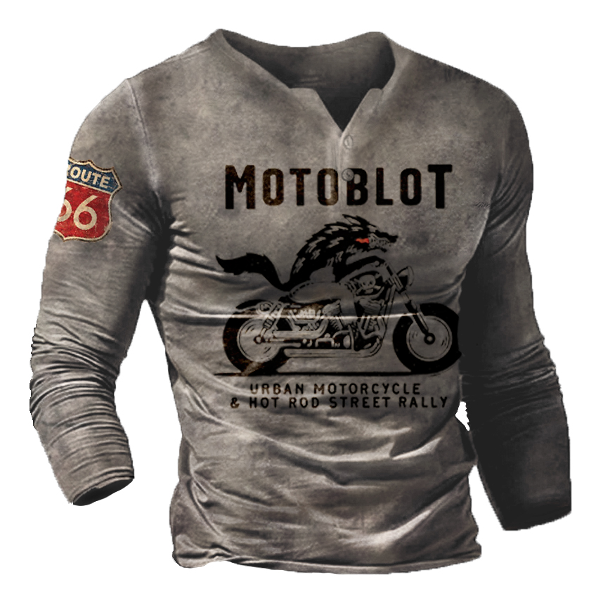 Men's Vintage Motorcycle Rally Chic Printed Outdoor Combat T-shirt