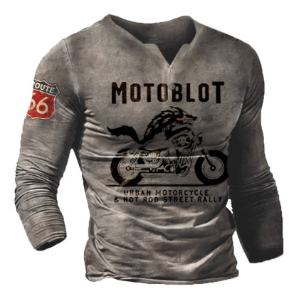 Men's Vintage Motorcycle Rally Printed Outdoor Combat T-shirt