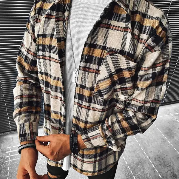 Street Fashion Plaid Texture Casual Jacket - Senttea.chimpone.com 