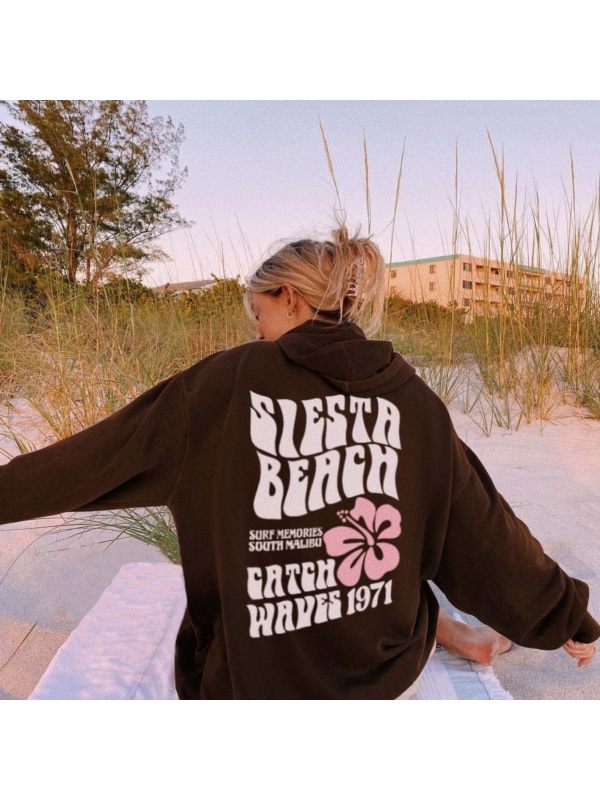 Women's Siesta Beach Surf Memories South Malibu Catch Waves 1971 Print Casual Hoodie