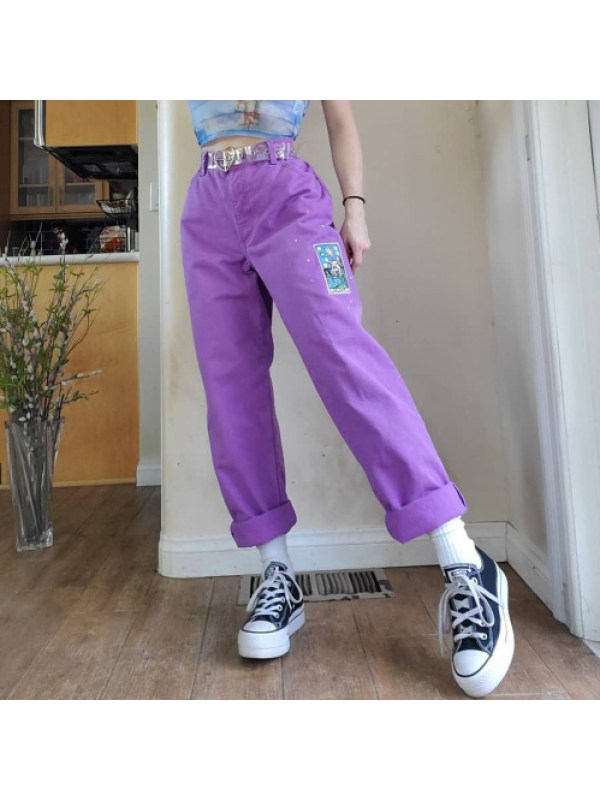 Fashion girls casual printed straight trousers - Holawiki.com 