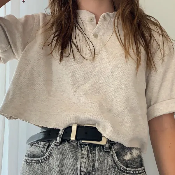Women's Solid Color Simple Short Sleeve T-Shirt - Leanarea.chimpone.com 
