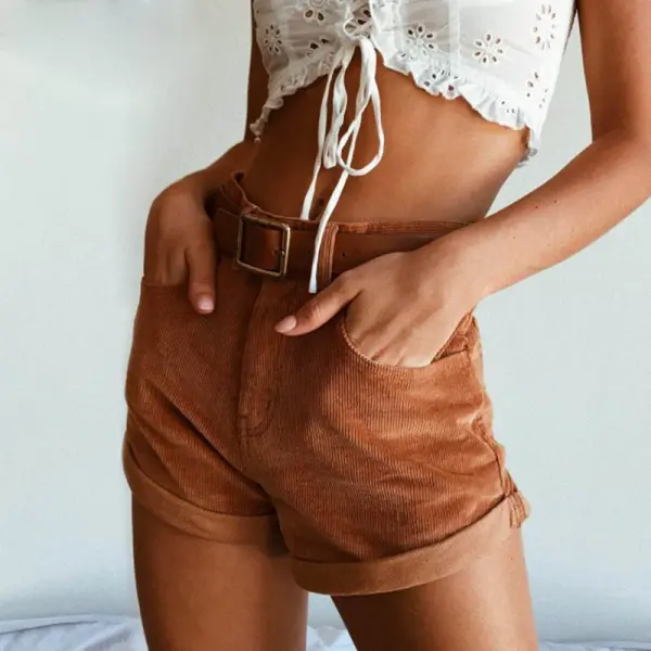 Fashion casual base corduroy shorts - Leanarea.chimpone.com 
