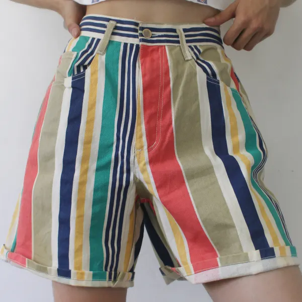 Retro Summer Colorful Striped Shorts - Leanarea.chimpone.com 