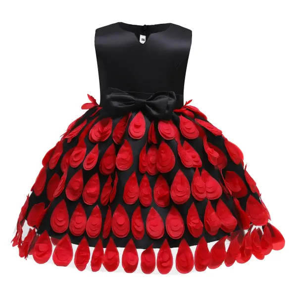 【2Y-11Y】Girls' Feather Mesh Skirt Vest Princess Dress - Popopiestyle.com 