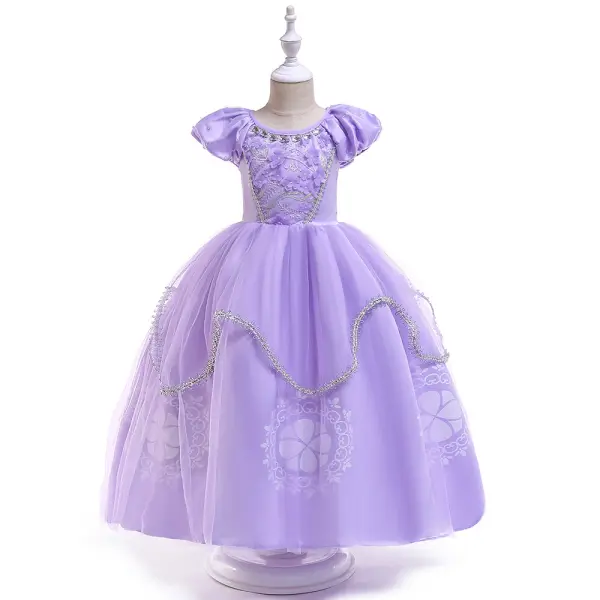 【2Y-9Y】Girls Rhinestone Puff Sleeve Princess Dress - Popopiestyle.com 