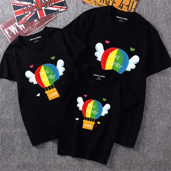 Simple Casual Rainbow Print T-shirt Family Matching - Popopiestyle.com 