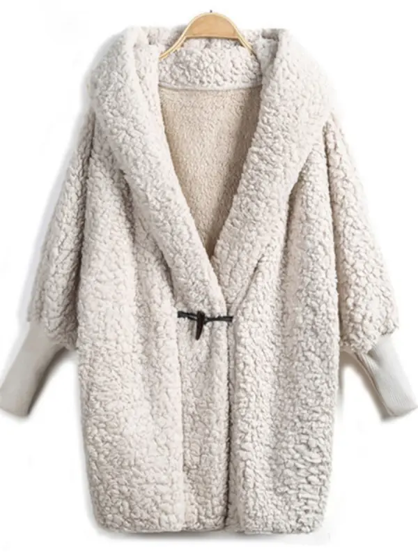 Women's Mid-length Solid Color Hooded Collar Suede Warm Coat - Fashionmia.chimpone.com 