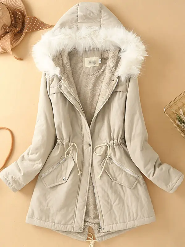 Mid-length Hooded Fur Collar Winter Thick Casual Cotton Coat - Fashionmia.chimpone.com 