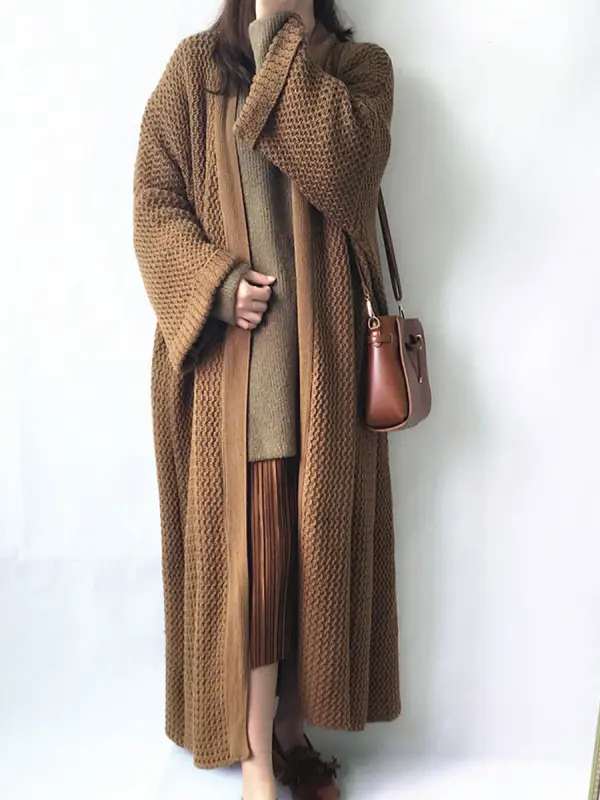 Loose Long Thick Knit Cardigan Coat - Fashionmia.chimpone.com 