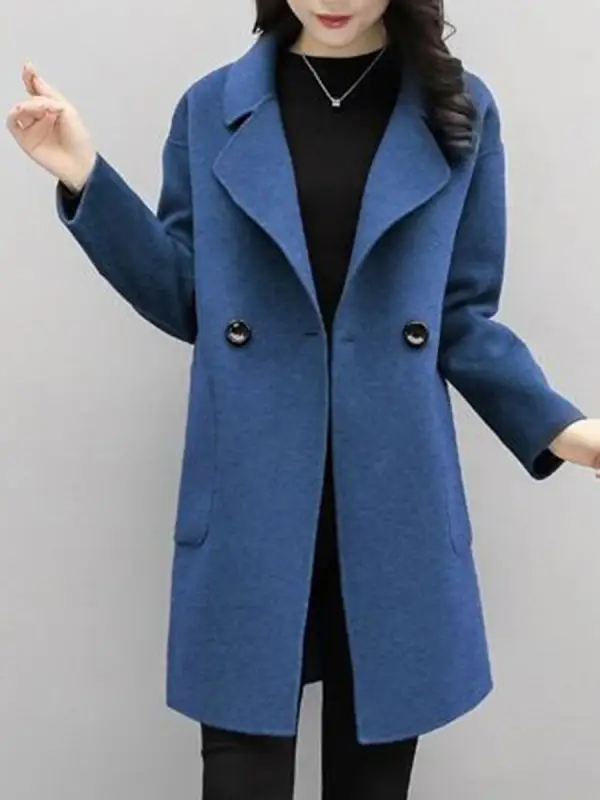 Long Sleeve Lapel Collar Solid Color Coat - Fashionmia.chimpone.com 