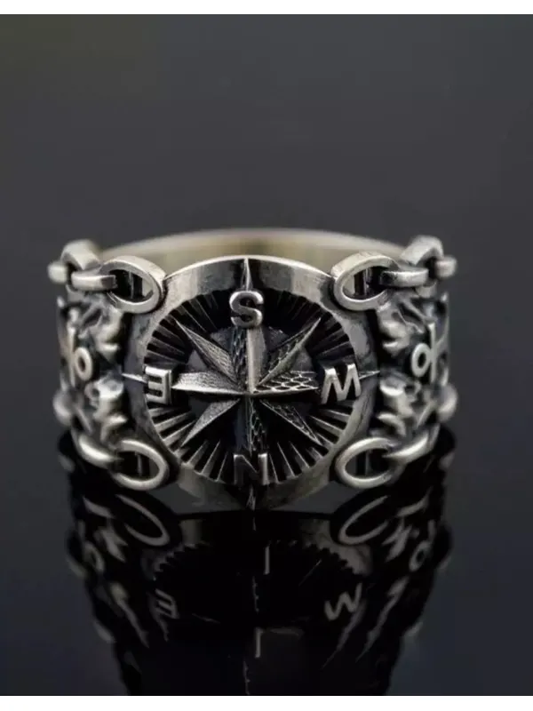 Viking Compass Vintage Titanium Steel Ring - Fashionmia.chimpone.com 