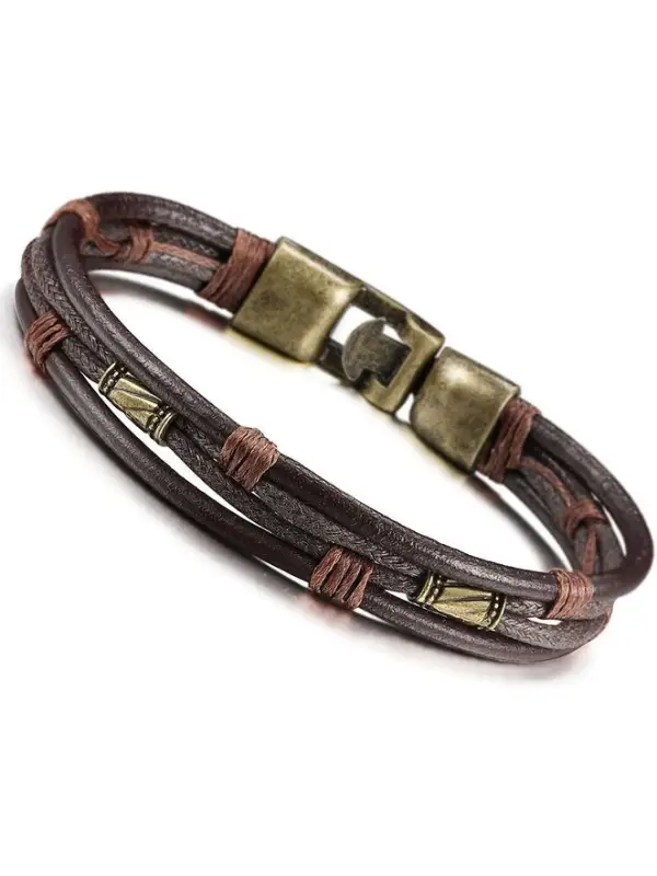Men's Vintage Leather Braided Bracelet - Fashionmia.chimpone.com 