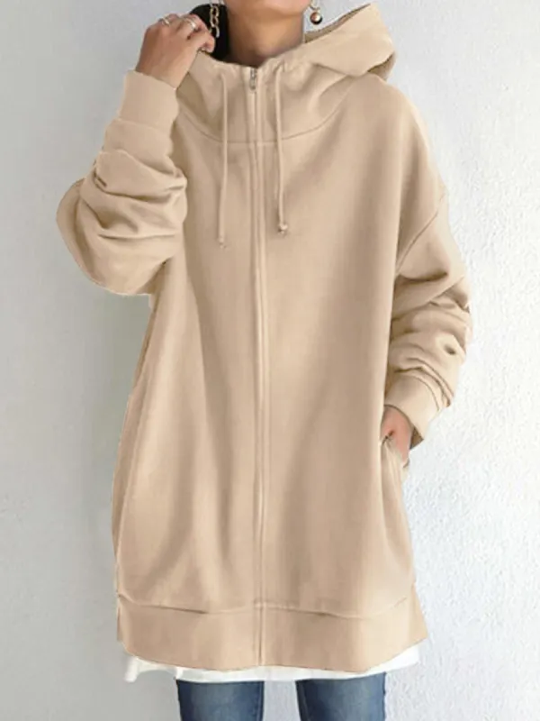 Autumn And Winter Zipper Hooded Long Coat - Fashionmia.chimpone.com 