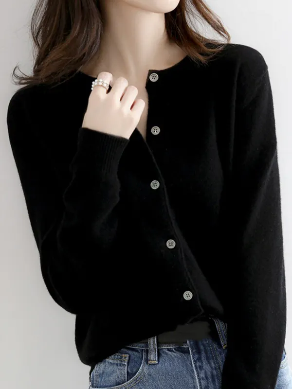2021 Autumn And Winter Women's Knitted Sweater Sweater Cardigan Women's Round Neck Short Wool Sweater Women's Jacket Foreign Trade Approval - Fashionmia.chimpone.com 