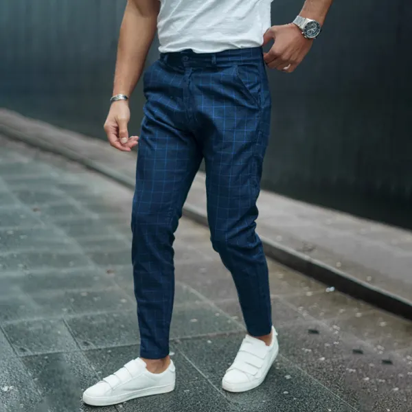 Men's Fashion Check Casual Pants - Leanarea.chimpone.com 