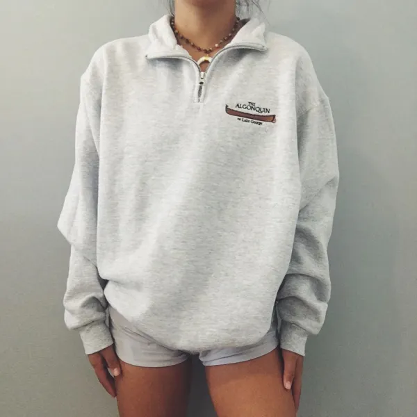 Casual Loose Zip Lapel Sweatshirt - Kalesafe.com 