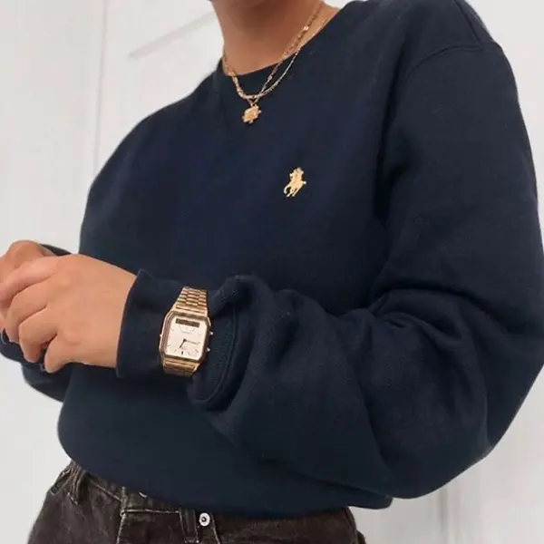 A printed solid-color sweatshirt - Leanarea.chimpone.com 