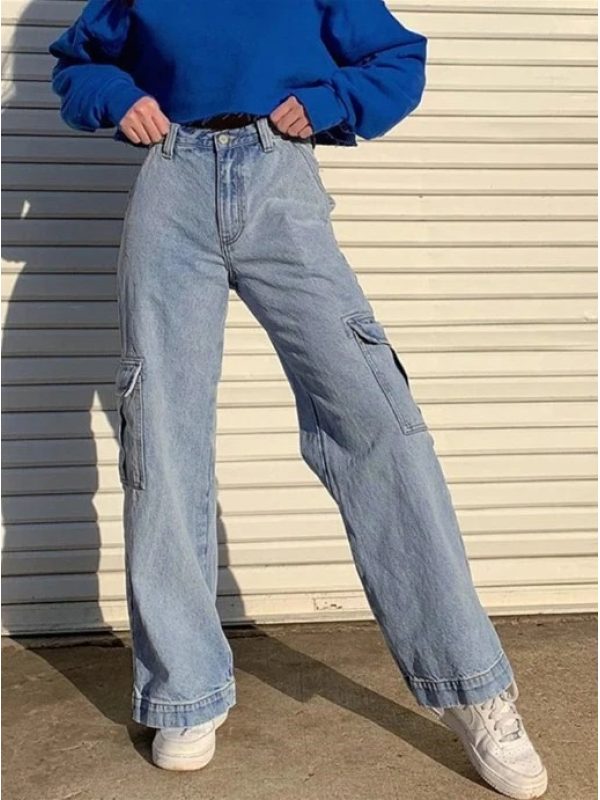 Womens casual baggy mom jeans - bayease.com