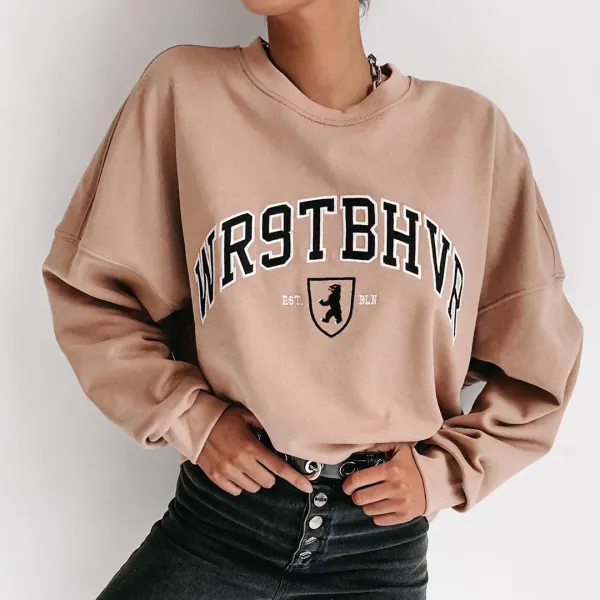 Round collar monochrome sweatshirt wq47 - Leanarea.chimpone.com 