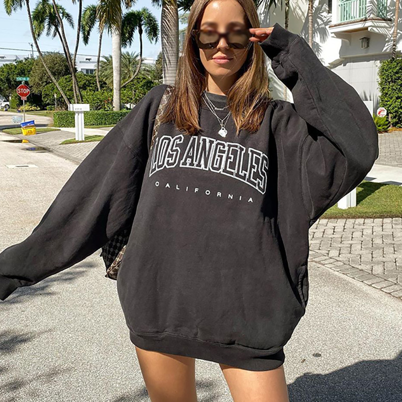 fashion street solid color loose hoodie