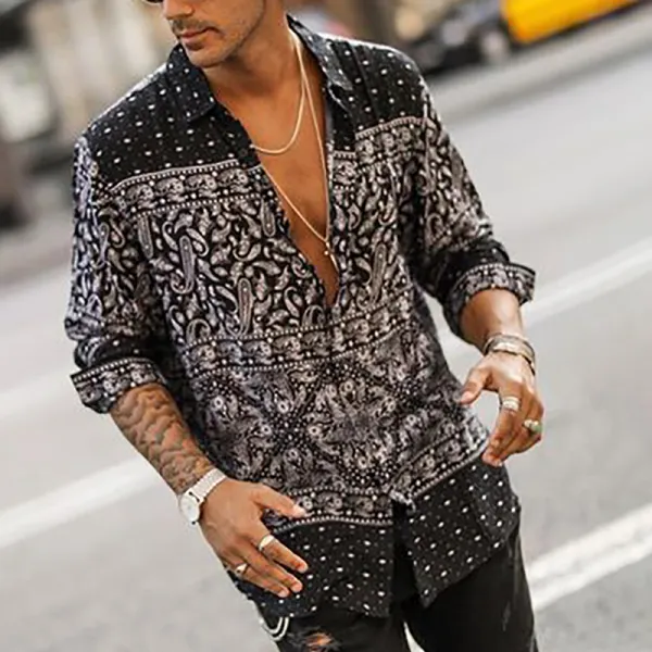 Fashion print long sleeve shirt YT024 - Leanarea.chimpone.com 